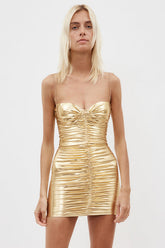 Corin gerafftes Metallic-Minikleid